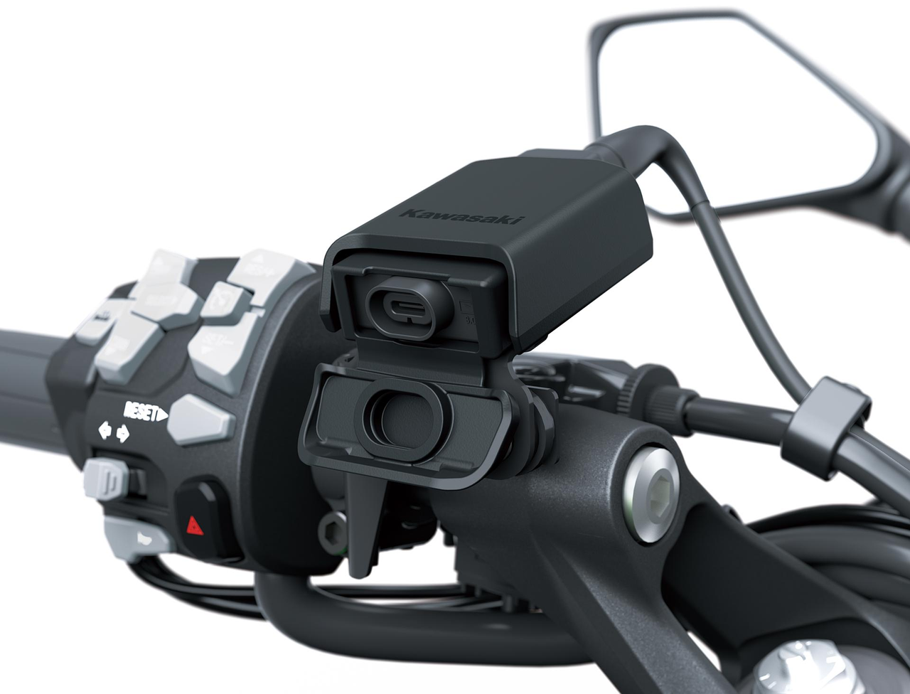 Presa USB-C montata sul manubrio